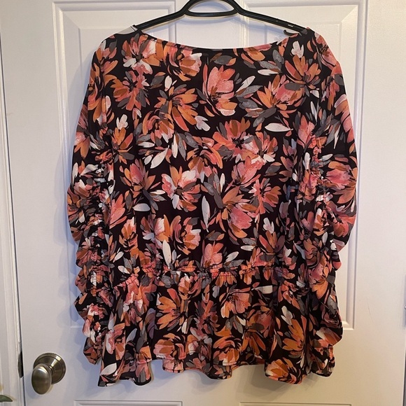 Zac & Rachel Pink and Orange Ruffled 3/4 Sleeve Blouse - Picture 6 of 11